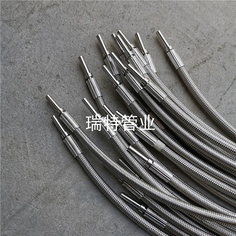 Stainless steel braided Teflon tube high temperature resistant heat conduction oil pipe water pipe metal hose Teflon tube non-standard customization