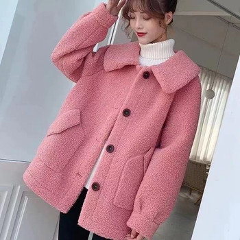 Thick imitation lamb wool loose coat for women