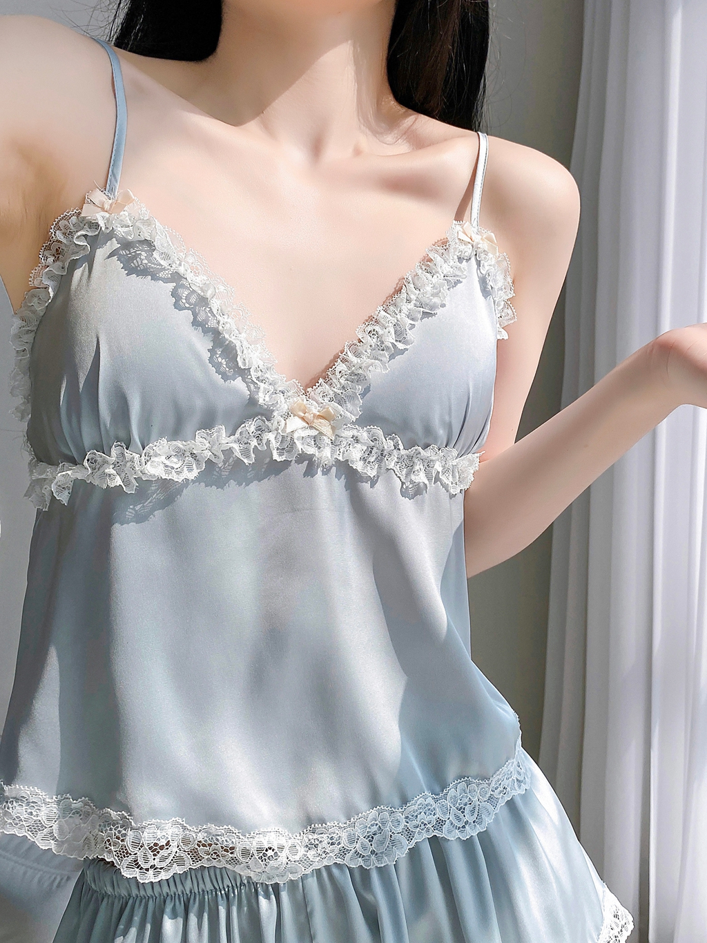 2025 Summer Hot New! Ice-Silk Sweet Loungewear Set - Sling Top With Chest Pads, Ultra-Thin Shorts, Cool & Comfy_voghion.com