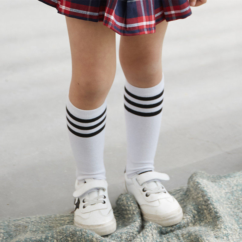Spring and autumn summer class uniform school uniform boys and girls middle tube socks pure cotton primary school students striped socks kindergarten children stockings