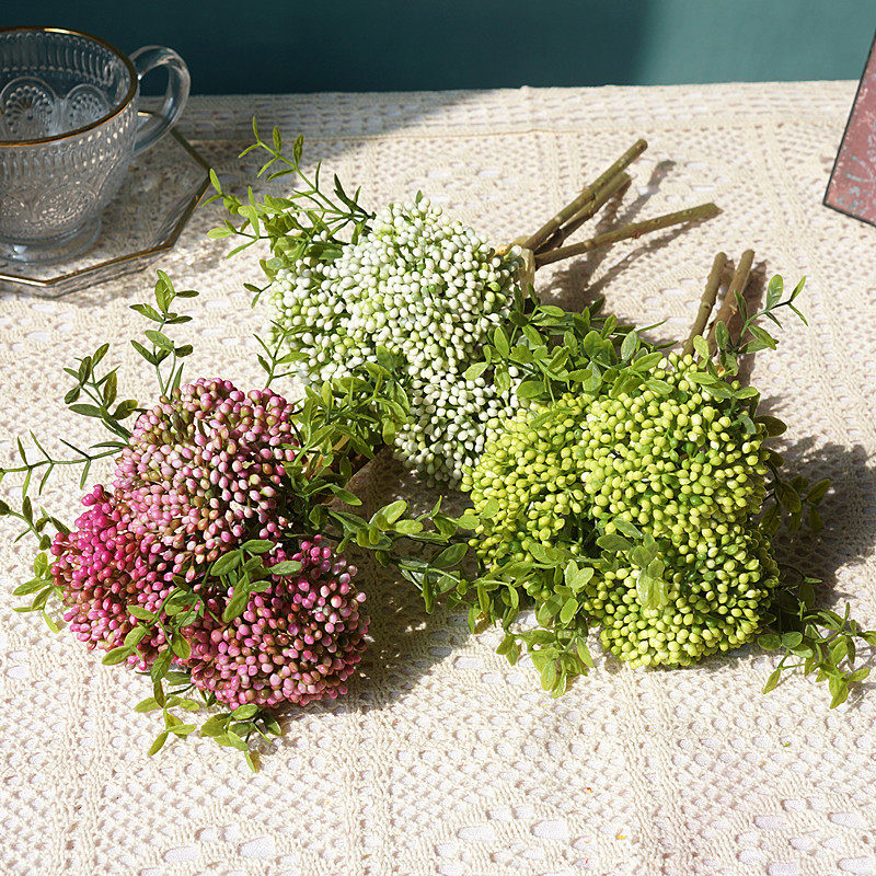 3 sticks of handzapped cones rice fruit simulation berry fruit fruit home decoration fake flower fruit wedding flower arrangement bouquet of flowers