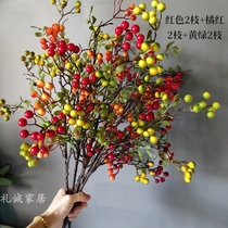Simulation Berry branch simulation fruit home decoration floral wedding soft dress photo props Flower red fruit
