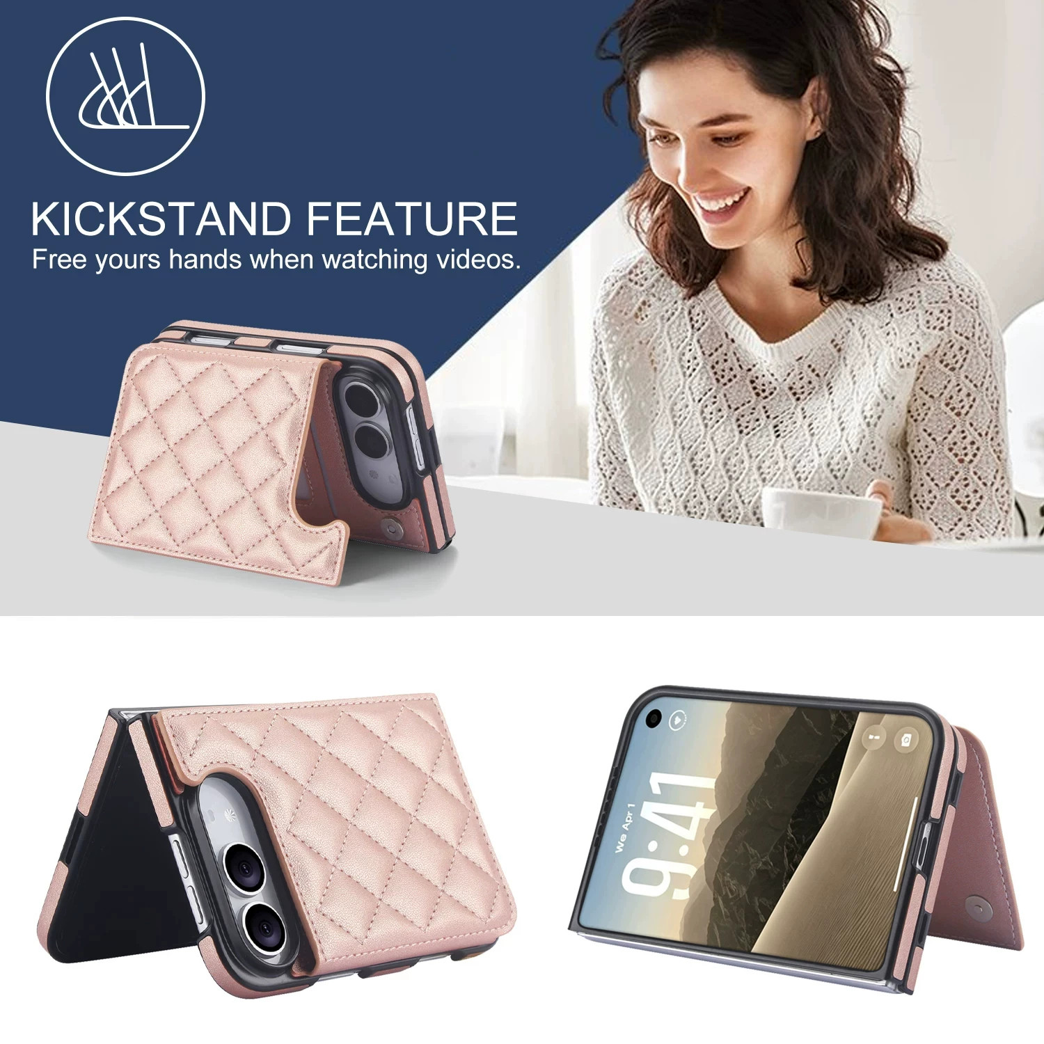 Rose Gold Diamond Quilted Leatherette iPhone Case