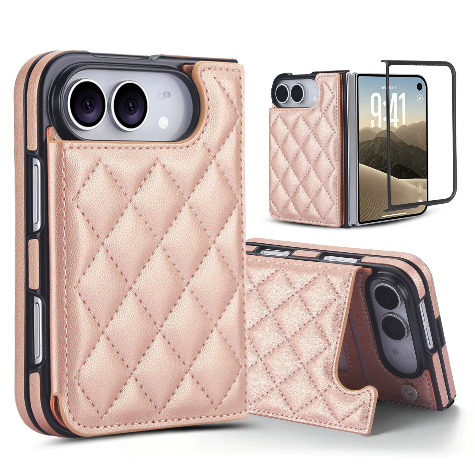 Rose Gold Diamond Quilted Leatherette iPhone Case