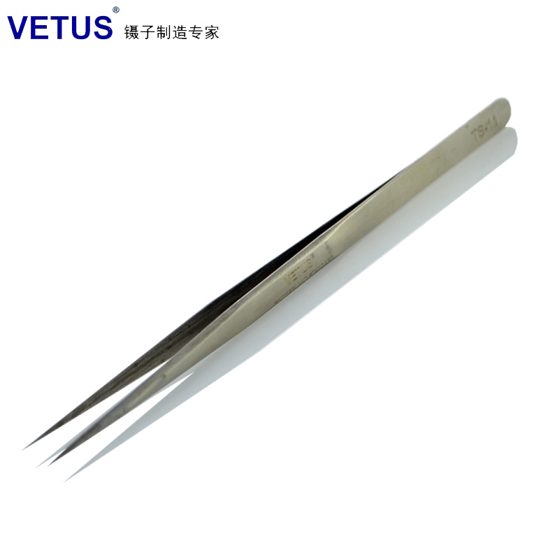VETUS Tweezers Flagship Store High Elasticity High Precision Stainless Steel Pointed Tweezers TS-11