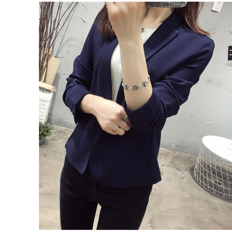 2018 Hàn Quốc phiên bản mới màu đen nhỏ phù hợp với nữ đoạn ngắn mùa xuân và mùa thu thường Slim phù hợp với áo khoác nữ là mỏng mùa thu vest nữ trung niên