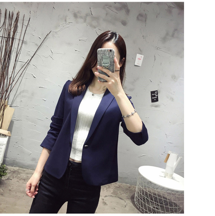 2018 Hàn Quốc phiên bản mới màu đen nhỏ phù hợp với nữ đoạn ngắn mùa xuân và mùa thu thường Slim phù hợp với áo khoác nữ là mỏng mùa thu vest nữ trung niên