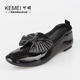 Ưu đãi đặc biệt ‖Can Mei chính hãng đầu vuông bằng da sáng chế nơ mũi nông miệng thấp cắt thấp dành cho người hâm mộ giày nữ KC8498-241 - Giày cắt thấp