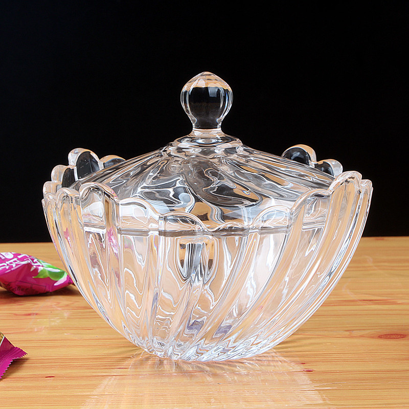 European-style crystal glass candy jar candy box living room ornaments fruit plate melon seed snack storage storage jar