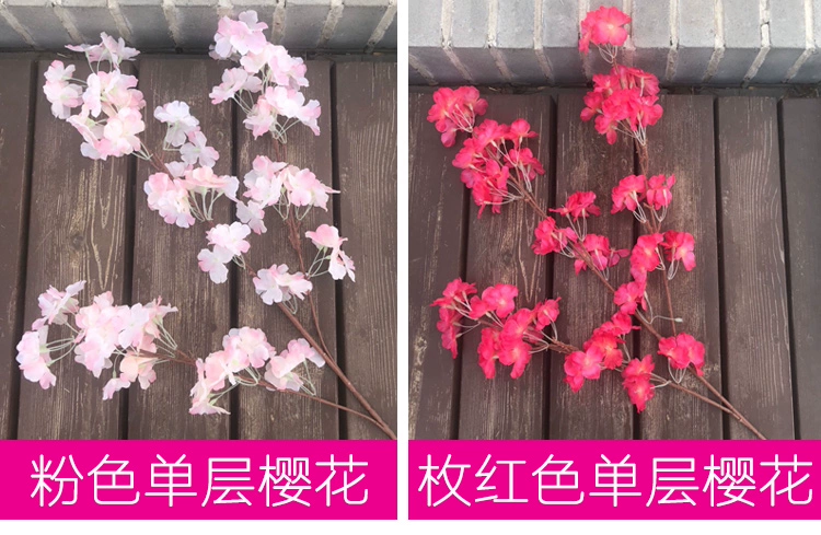 Mô phỏng hoa anh đào cành giả hoa anh đào trang trí đám cưới hoa phòng khách sàn cao cành hoa khô trong nhà cắm hoa - Hoa nhân tạo / Cây / Trái cây