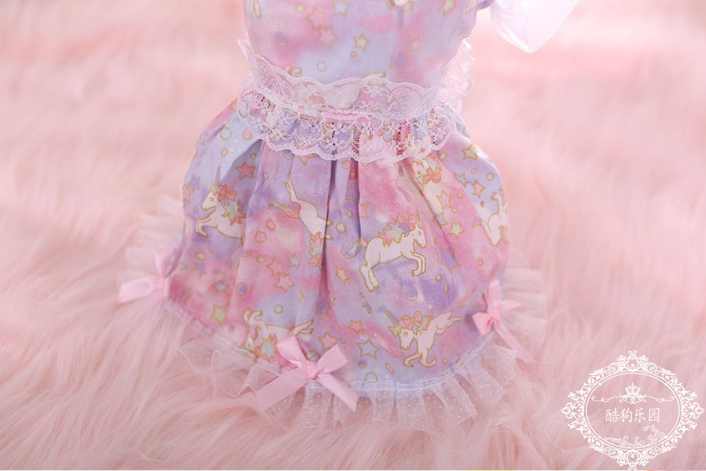 Cartoon Unicorn Ice Cream Váy Pet Quần áo Teddy VIP Bomei Thin Cotton Dog Dress Mùa xuân và Mùa hè - Quần áo & phụ kiện thú cưng áo cho chó