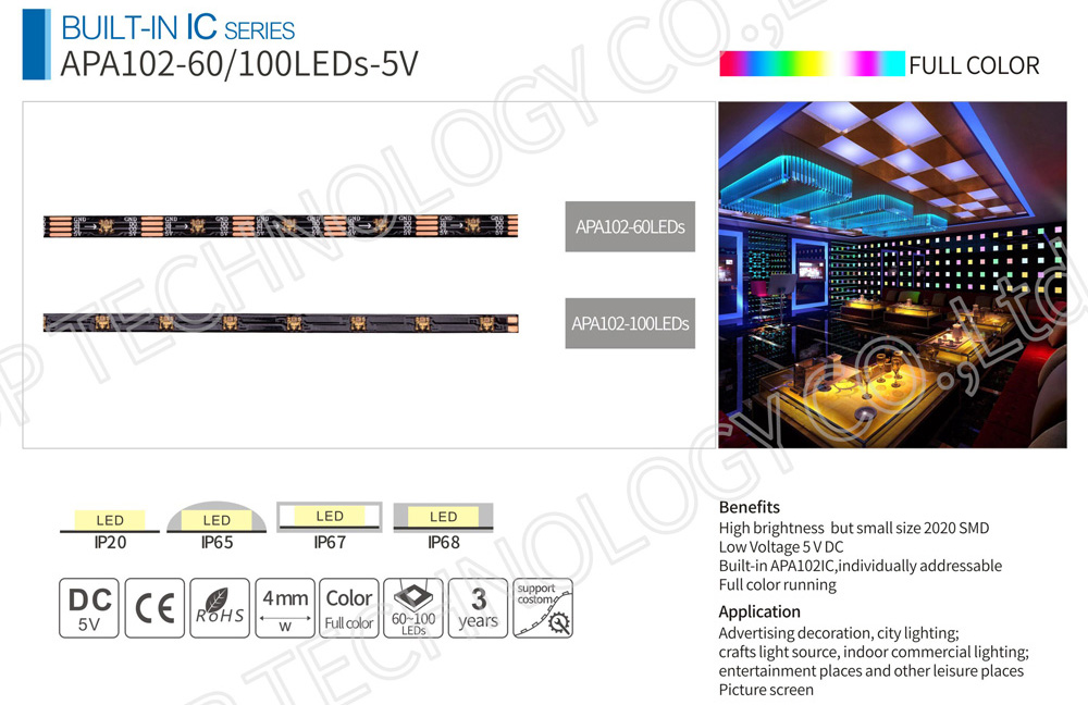 Built in IC series APA102-60/100 leds