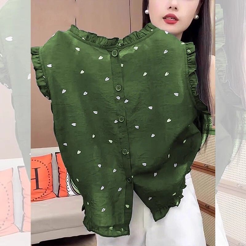Plus Size Women's Ruffled Sleeveless Shirt, New Summer Style, Loose, Stylish, Beautiful, Slimming Top, Tank Top, Blouse for Women