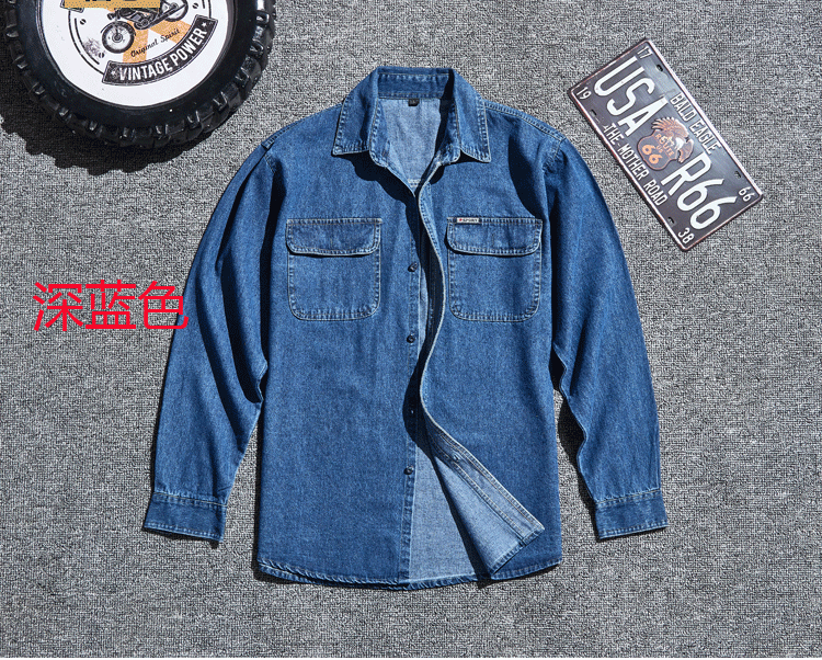 Thanh niên mùa thu đông denim áo khoác nam lỏng lẻo Nhật Bản và Hàn Quốc giản dị tay dài Slim áo khoác màu rắn xu hướng quần áo công sở retro dày áo kiểu trung niên hàn quốc