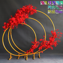 New wedding props iron ring arches Moren wedding scene stage background decoration flower door ornaments