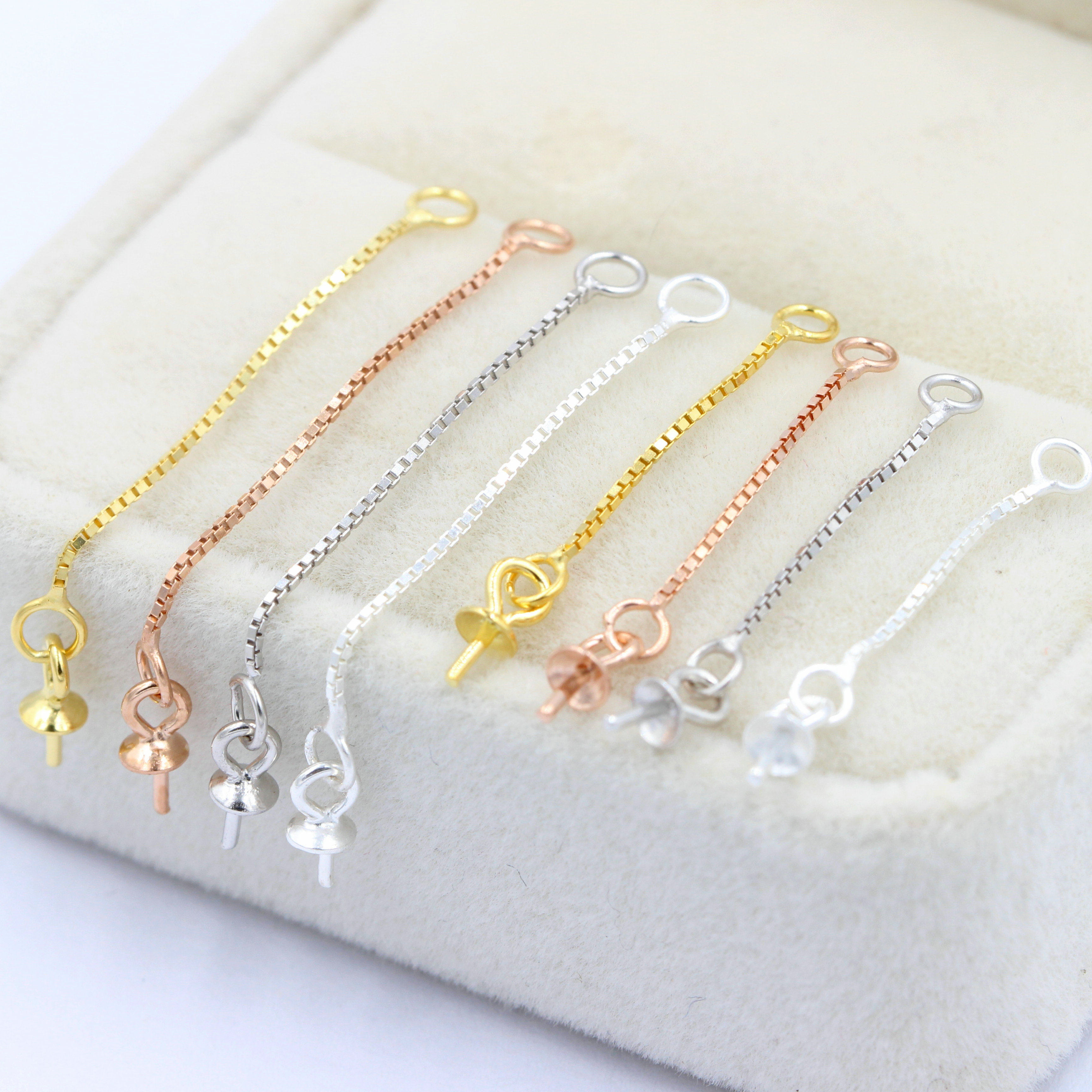 s925 Pure Silver ear - chain long - plate earrings stream diy manually made pearl ear crash