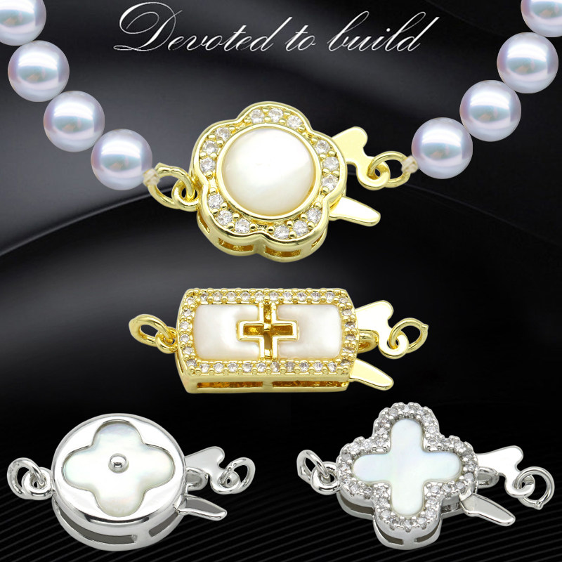 Exquisite shell carving pearl necklace button diy hand clasp buckle shell craft 14k note gold connection buckle handmade flowers