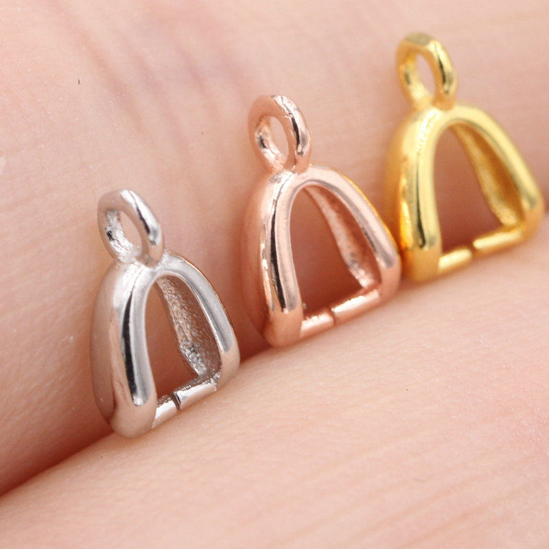 925 pure silver jade clip button semi-finished accessories Yupei pendant pendant diy handmade item pendant gold rose gold