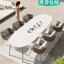 Outdoor furniture dining table and chairs Composition Leisure knitted rattan chair Single seat hotel Café Courtyard Outdoor Terrace Garden