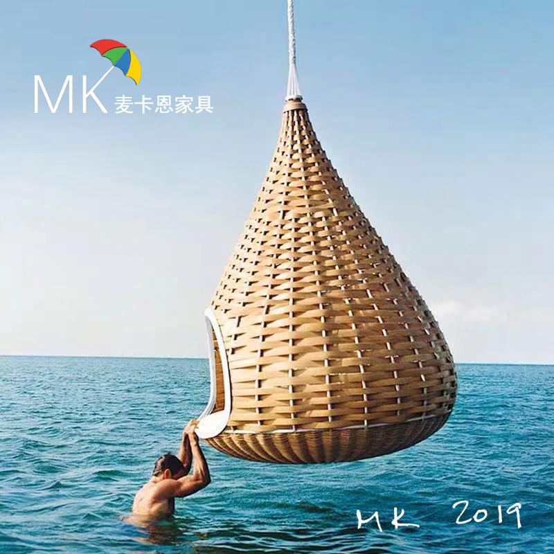 Swimming pool bird's nest hanging basket swing bed garden bird cage floor bed rattan creative hanging big bird cage homestay hanging chair