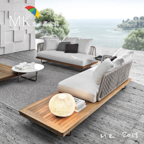Nordic Outdoor Sofa Solid Wood Villa Hotel Furniture Chair Tea Table Vine choreography Leisure combination Yangguang Room Courtyard Garden