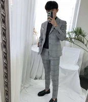 Tóc xoăn nam 2018 Ngàn Chim phù hợp với Kiểu tóc Áo khoác nam Tide New Casual Nhỏ Suit Suit Set quần tây nam đẹp