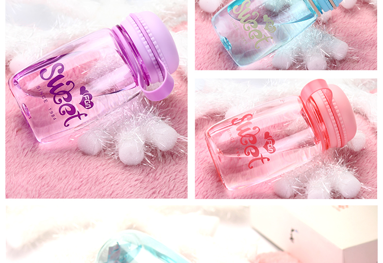 Fuguang Cup Cup nhựa Nam và nữ Cup sinh viên Nữ dễ thương Net Red Hand Cup di động được bảo hiểm Leakproof Cup Cup - Tách bình đựng nước