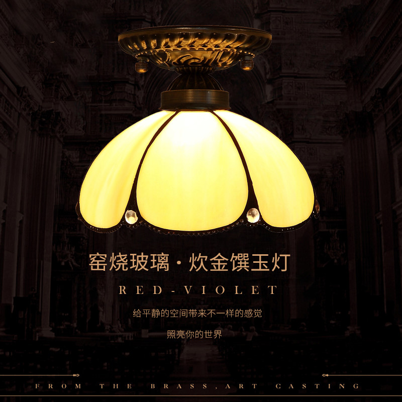 Yi Xuan European simple glass hot bending retro creative bay window Balcony aisle Foyer ceiling lamp