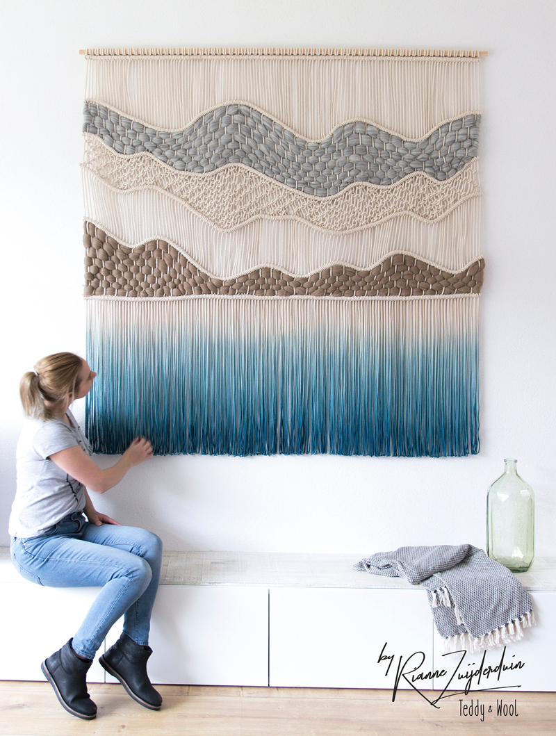 Màu xanh. Tấm thảm tua rua Bắc Âu dệt tay tấm thảm phòng khách sofa trang trí nền B & B nhà mềm - Tapestry thảm decor treo tường