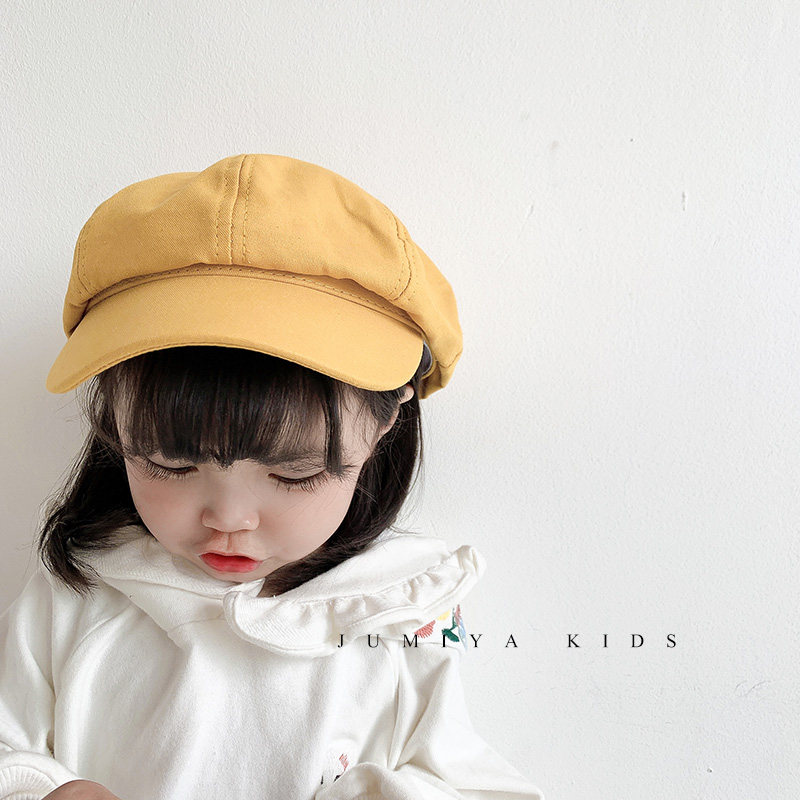 Korean version of children's hat spring and autumn Korean baby duck tongue beret all-match octagonal hat girls foreign style painter hat tide