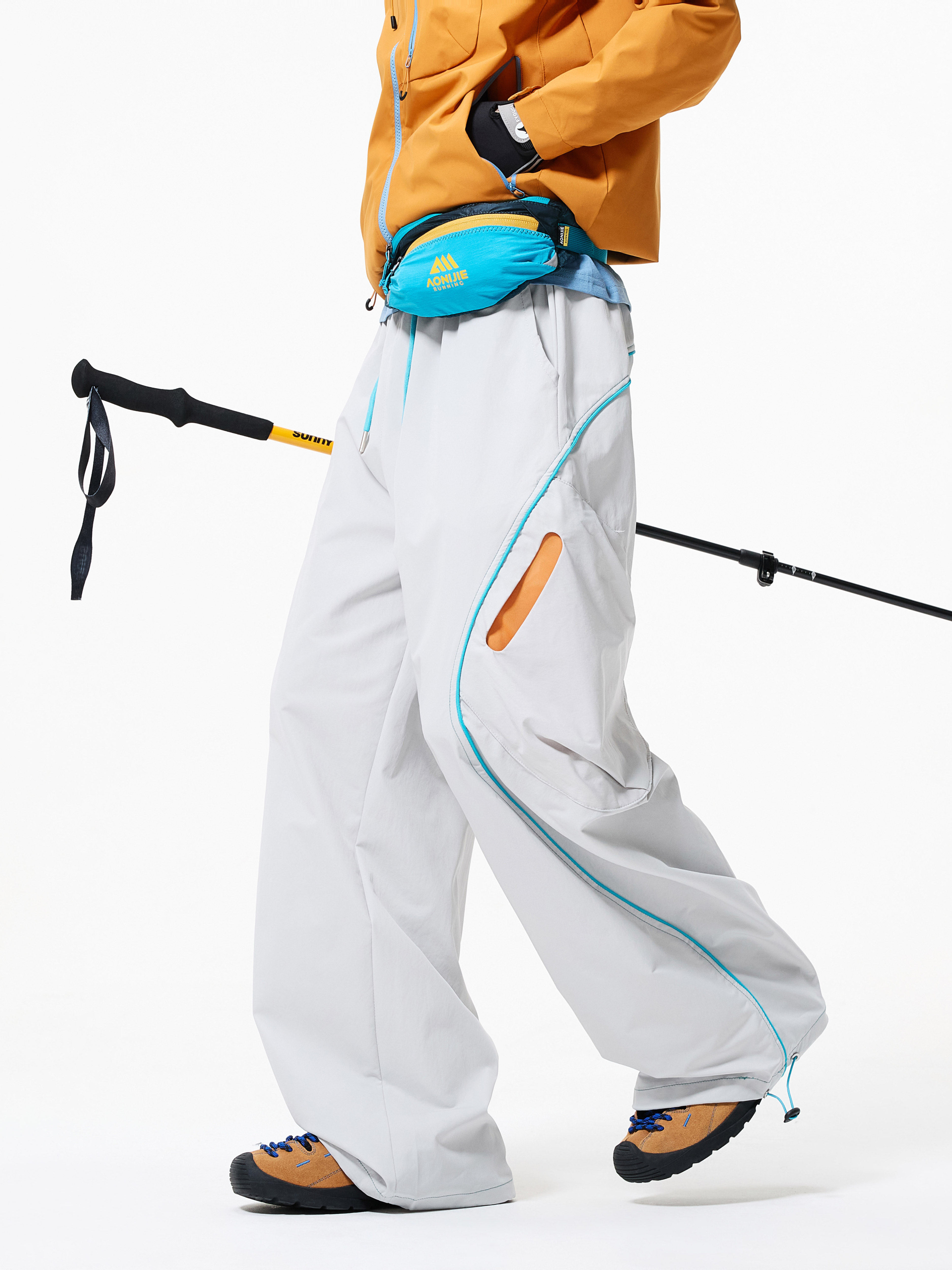 Mountain-Style Outdoor Functional Casual Pants with Line Stitching, Waterproof Straight-Leg Pants, Unisex Loose Cargo Pants, Sports Pants