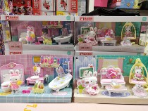 Senmi family small living room small bathroom living room bedroom simulation room scene toy rabbit bath house