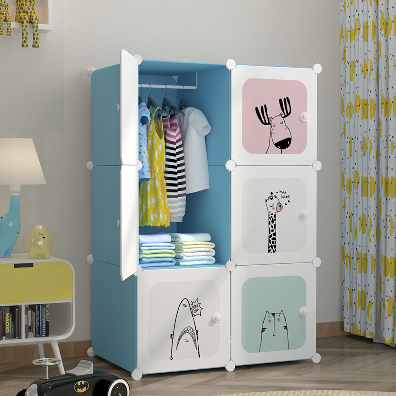 Children's simple wardrobe home bedroom baby children's wardrobe economical dormitory rental plastic small storage cabinet