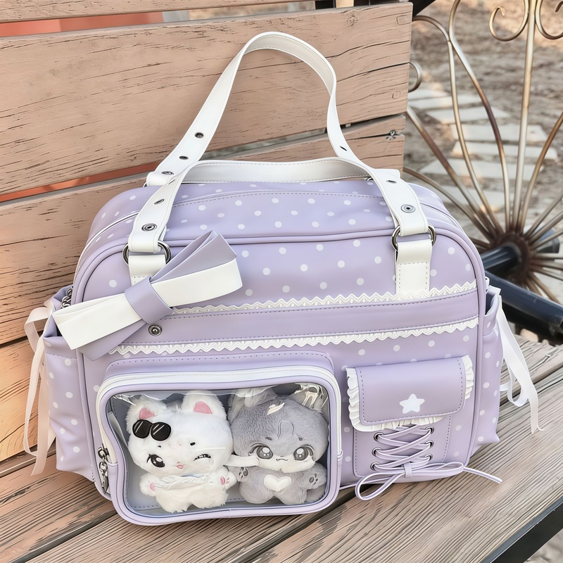 Cute Polka Dot Large Capacity Shoulder Bag/Crossbody Bag for Fans to Hide Items, Concert Light Sign Holder