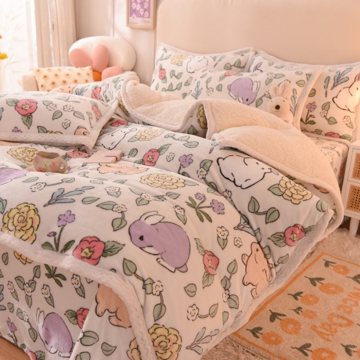 Gush deposit on reservation of four sets of student Dormitory Beds Milk Suede Bed sheets Single beds Bedrooms Bedroom beds Three sets 
