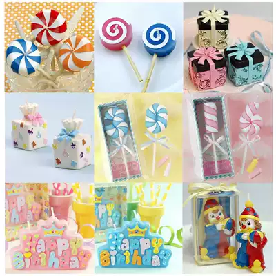 Shenzhen children's party supplies Lollipop gift box modeling decoration candle Clown happy birthday environmental protection candle