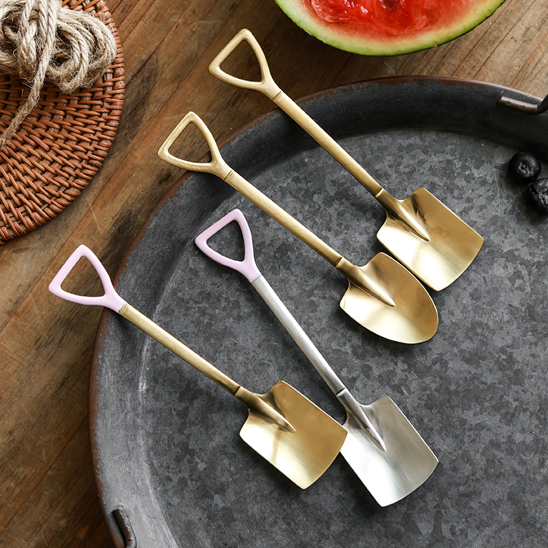 CT Nordic Ins Stainless Steel Matte Dining Hall Home Ice Cream Coffee Fruit Cake Dessert Spoon Iron Catalonia Scoop Spoon