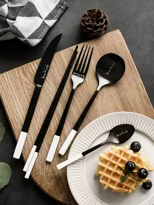 FJ Nordic ins stainless steel matte western cutlery steak knife and fork spoon chopsticks set coffee spoon coloring