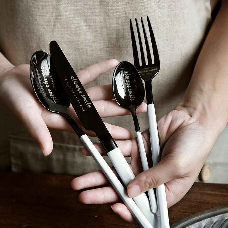YD Nordic Ins Dining Room Stainless Steel Bright Face Western Dining Cutlery Steak Dining Knife Fork Spoon Suit Coffee Spoon Parquet