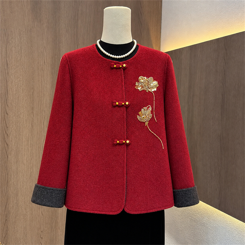 Elegant Mother-In-Law Wedding Banquet Dress, Suitable for Everyday Wear, Autumn and Winter Woolen Coat for Middle-Aged and Elderly Women, Stylish Autumn Top Elegant Mother-In-Law Wedding Banquet Dress, Suitable for Everyday Wear, Autumn and Winter Woolen Coat for Middle-Aged and Elderly Women, Stylish Autumn Top
