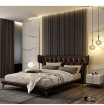 Temptation of love Italian minimalist leather bed Fashion simple modern leather bed Master bedroom wedding bed 1 8m double bed
