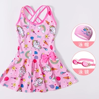 Розовый радужный купальник, водонепроницаемая плавательная шапочка