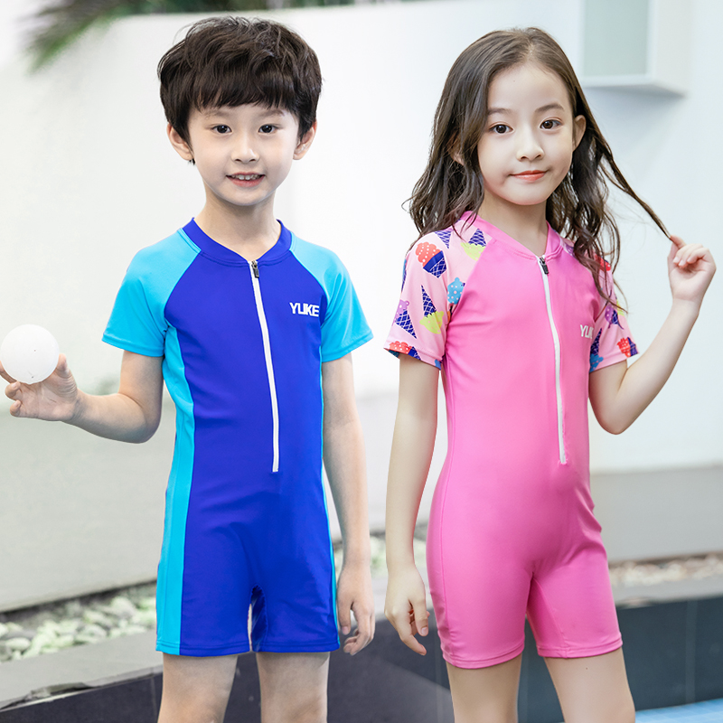 Children's swimsuit boy's conjoined flat corner swimming trunks girls