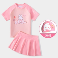 Розовый комплект, купальник, плавательная шапочка, 2 предмета