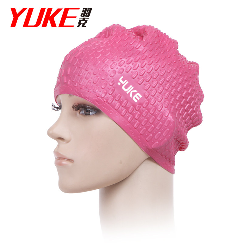 Yuke ear protection swimming cap unisex long hair waterproof silicone water drop swimming cap comfortable not strangle head