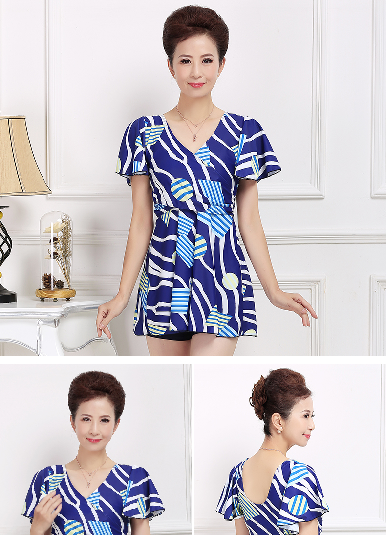 Đồ bơi nữ trung niên và cao tuổi Người mẫu mẹ bảo thủ che bụng giảm béo một mảnh áo tắm suối nước nóng cộng với đồ bơi cỡ lớn áo bơi liền thân đẹp