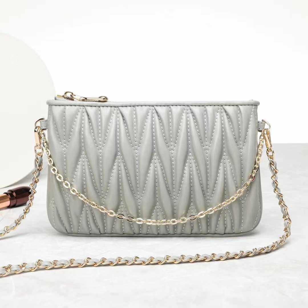 2022 all sheepskin new women's bag genuine leather casual thin belt wrinkle bag ladies shoulder bag Messenger bag