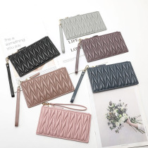 21 sheepskin new ultra-thin pleated womens wallet ID card wallet wallet clutch bag zipper wallet multi-function