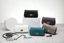 20 new full sheepskin temperament fairy bag leather fold crystal chain bag shoulder messenger bag small bag