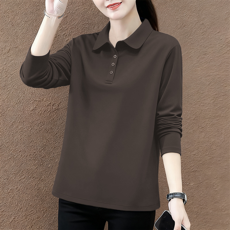 Spring and Autumn New Long-Sleeved Collared T-Shirt for Women, Pure Cotton, Korean Style, Loose, Slimming, Versatile, Casual, Simple Polo Shirt Top Spring and Autumn New Long-Sleeved Collared T-Shirt for Women, Pure Cotton, Korean Style, Loose, Slimming, Versatile, Casual, Simple Polo Shirt Top